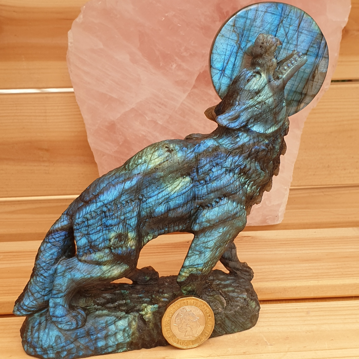 Artisan Carved Labradorite Wolf - Maddogg Designs